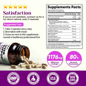 Fidus Milk Thistle Liver Liver Cleanse Detox & Detox Capsules - 400mg Silymarin with TUDCA, NAC, Turmeric & Dandelion Root for Liver Support - 60 Capsules