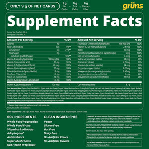 Gruns Adult Super Greens Multivitamin Gummies, Superfood Gummy Vitamins for Women and Men with Spirulina, Chlorella, Adaptogens & Prebiotic Fiber for Digestive Health (28 Count) GrünsBuy Supplements Australia