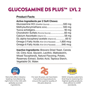 NaturVet – Glucosamine DS Plus - Level 2 Moderate Care – Supports Healthy Hip & Joint Function – Enhanced with Glucosamine, MSM & Chondroitin – for Dogs & Cats–120 Soft Chews NaturVetBuy Supplements Australia