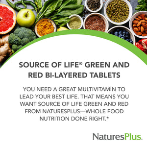 NaturesPlus Source of Life Green & Red Multivitamin - 90 Tablets - with Concentrated Whole Foods - Vegetarian, Gluten Free - 30 Servings NaturesPlusBuy Supplements Australia