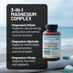 NatureWise Triple Magnesium Complex - High Absorption Magnesium Glycinate + Malate + Citrate for Muscle Nerve & Sleep Support - Vegan 90 Capsules NatureWise buy supplements Au