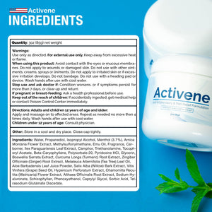 Activene Pain Relief Cream - Anti Inflammatory formulation with Powerful Arnica, Menthol & MSM for Joints, Tendons & Muscles. Chosen by Sufferers of Arthritis, Knee, Shoulder, Neck, Back & Other Pains ActiveneBuy Supplements Australia