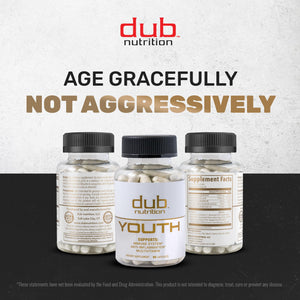 Dub Nutrition Youth - Formula with Acai, Resveratrol, Curcumin, Vitamins A, C, D, E, B12, and CoQ10 - Supports Immunity and Mobility - 90 Capsules Dub Nutrition buy supplements Au