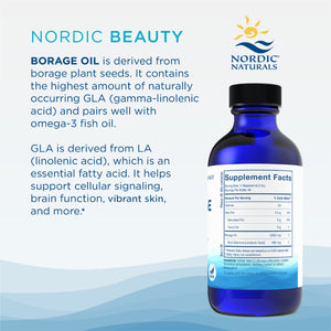 Nordic Naturals Nordic Beauty Borage Oil, Unflavored - 4 Ounces - Borage Seed Oil, Unique Omega-6 for Healthy and Hydrated Skin, 480 Milligrams of GLA - Non-GMO - Vegan, 48 Servings Nordic NaturalsBuy Supplements Australia