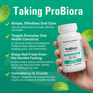 ProBiora Professional Strength Oral Probiotics for Teeth and Gums | Dental Probiotic for Oral Health | Bad Breath Treatment for Adults | Tooth Whitening | ProBiora3 Probiotic Blend | 90 Mint Tablets
