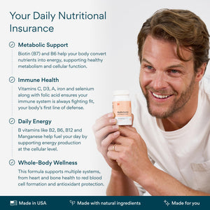 Bettervits Multivitamin for Women & Men | Womens Daily Multivitamin with 13 Essential Vitamins Iron, Iodine, Calcium and Biotin | Vitamins A, K2, D3, C, B1, B2, B3, B5, B6, B7, B9, B12 | 60 Capsules Bettervits buy supplements Au