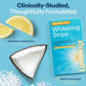 Lumineux Teeth Whitening Strips Kit - 9 Treatments (1 Month) - Peroxide Free - Enamel Safe for Whiter Teeth - Whitening Without The Sensitivity
