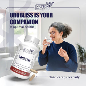 NATION HEALTH MD UroBliss Formula for Urinary Tract Support - D Mannose 1000mg Capsules with Cranberry Extract for Feminine Care and UTI-Health, 60 Capsules NATION HEALTH MDBuy Supplements Australia