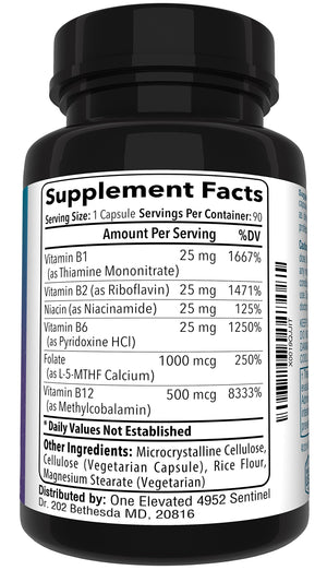 Double Strength & Most Bioactive Methyl Folate! Uniquely Formulated with Highest Pharmaceutical Grade Methylcobalamin (B12), Niacin, B1, B2 B6. Works Synergistically for Max Results-3 Month Supply One ElevatedBuy Supplements Australia