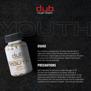 Dub Nutrition Youth - Formula with Acai, Resveratrol, Curcumin, Vitamins A, C, D, E, B12, and CoQ10 - Supports Immunity and Mobility - 90 Capsules Dub Nutrition buy supplements Au