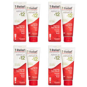 T-Relief Arnica +12 Cream Natural Relieving Actives for Back Pain Joint Soreness Muscle Aches & Stiffness, Whole Body Fast Acting Relief for Women & Men - 4 oz (4 Pack) MediNaturaBuy Supplements Australia