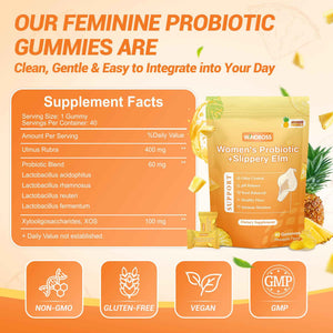 Her Juicy Womens Probiotic Gummies – Daily Feminine Care for Vaginal Health & Yeast PH Balance with Slippery Elm & Prebiotics – Supports Freshness & Balance – Individually Wrapped, 40 Gummies