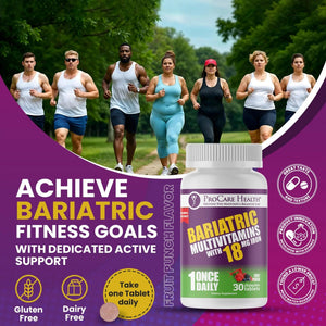 ProCare Health Bariatric Chewable Multivitamin with Iron 18mg (30 Tablets) - Fruit Punch Flavor Bariatric Multivitamin Chewable ProCare Health