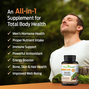 ForestLeaf Daily Vitamin Multivitamin for Men, Multi-Vitamin for Men - Mens Multivitamins & Multiminerals Supplement | All Essential Vitamins Needed for Health, Longevity & Energy | 60 Veg Caps ForestLeaf buy supplements Au