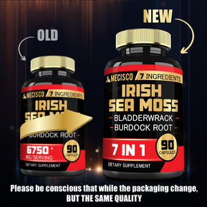 7in1 Irish Sea Moss Capsules 6750 Mg with Organic Bladderwrack & Burdock Root, Turmeric, Apple Cider Vinegar - Raw Seamos Pills for Hair, Skin, Thyroid Healths - 90 Caps for 3-Month Supply MeciscoBuy Supplements Australia