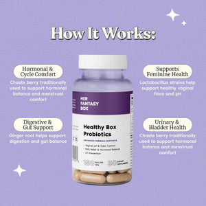 Her Fantasy Box | Healthy Box | Vaginal Probiotics for Women – Prebiotics + Advanced Lactobacillus Blend – Supports Natural Hormonal Balance – Feminine Health Support with Cranberry & D-Mannose