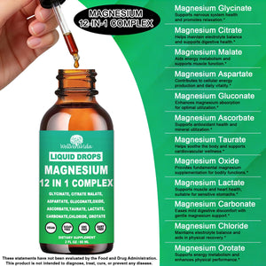 Magnesium Complex 700mg, 12 in 1 Magnesium Supplement with Glycinate Citrate Malate Oxide Taurate Aspartate Orotate Magnesium Relaxation, Muscle, Sleep Support, High Absorption Liquid Magnesium丨Vegan WellVeraVida buy supplements Au