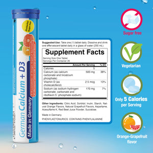 T&D German Vitamin, Minerals - 140 Vegan/Vegetarian Drink Effervescent Tablets - Mixed Fruit Flavor Box - Made in Germany T&DBuy Supplements Australia