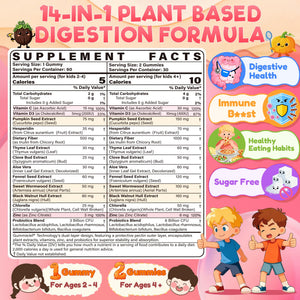 Toddler 2-4 & Kids 4+ Para Clean Gut Health Gummies w/Black Walnut, Wormwood, Clove, Pumpkin Seeds, Vitamin C, D3, Zinc, Digestive Supplement for Natural Gut Cleanse, Kids Immune Support (60cts) EnvyCureBuy Supplements Australia