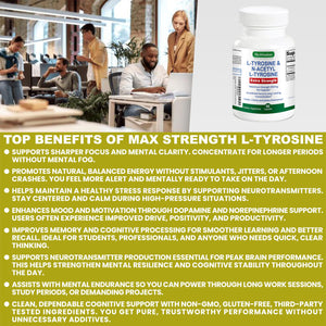 Max Strength L Tyrosine Supplement & N Acetyl L Tyrosine Peak Focus, Alertness, Concentration, Body & Mind Energy. L-Tyrosine 850mg Per 1 Capsule. A Well-Being Nutrient Boost For Performance BioWisdom NutraceuticalsBuy Supplements Australia