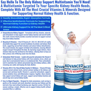 Advanced Kidney Essentials Multivitamin. Kidney Support Supplement for Complete Kidney Health. Kidney Health Supplement Kidney Restore