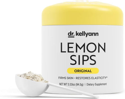 Dr. Kellyann Lemon Sips, Citrus Drink Mix (21 Servings) Rehydrate, Detox, Revitalize, Sugar Free, Fat Free, Non GMO, Hydrates and Firms Skin (Lemon)