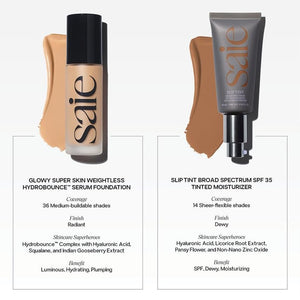 Saie Slip Tint Tinted Moisturizer with SPF 35 - Light Coverage, Glowy Skin Tint & Mineral Sunscreen for Face with Hydrating Hyaluronic Acid - Summer Makeup Essential - Shade Three + Half (1.35 oz) SaieBuy Supplements Australia