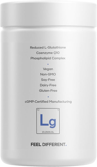 Codeage Liposomal Glutathione+ Supplement - 1000 mg Reduced L-Glutathione Pills, Vitamin C Ascorbic Acid, CoQ10 - Liposomal Delivery - Skin & Antioxidant Support - Non-GMO - 120 Capsules