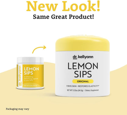 Dr. Kellyann Lemon Sips, Citrus Drink Mix (21 Servings) Rehydrate, Detox, Revitalize, Sugar Free, Fat Free, Non GMO, Hydrates and Firms Skin (Lemon)