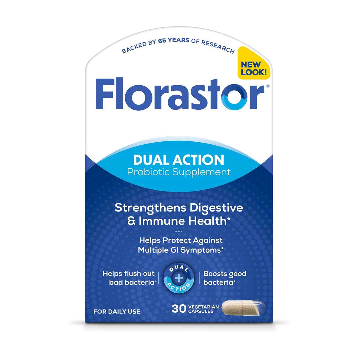 Florastor Probiotics for Digestive and Immune Health, 30 Capsules, Probiotics for Women & Men, Helps Flush Out Bad Bacteria, Boosts The Good with Our Unique Strain Saccharomyces Boulardii