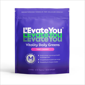 L'Evate You Vitality Daily Greens Powder (28 Servings) 30 Superfoods, 9 Greens - for a Cellular Energy Boost, Powered by M-Charge Complex for All Day Energy (Tart Cherry) Steve Harvey's L'Evate YouBuy Supplements Australia