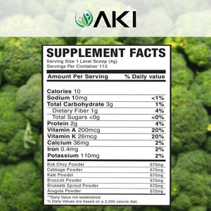 AKI Cruciferous Superfood Green Mix Powder - Made from Kale, Broccoli, Brussels Sprouts, Cabbage - Packed with Essential Phytonutrients & Vitamins ((5.3oz/150g)) AKI ORGANICBuy Supplements Australia