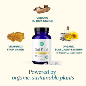 Ora Organic Vitamin D3 2000IU - Vegan Vitamin D Chewables from Lichen for Bone Health, Immune Support, & Mood | Maximum Absorption - 1 Month Supply, 30 Vegan Chewable Vanilla Tablets