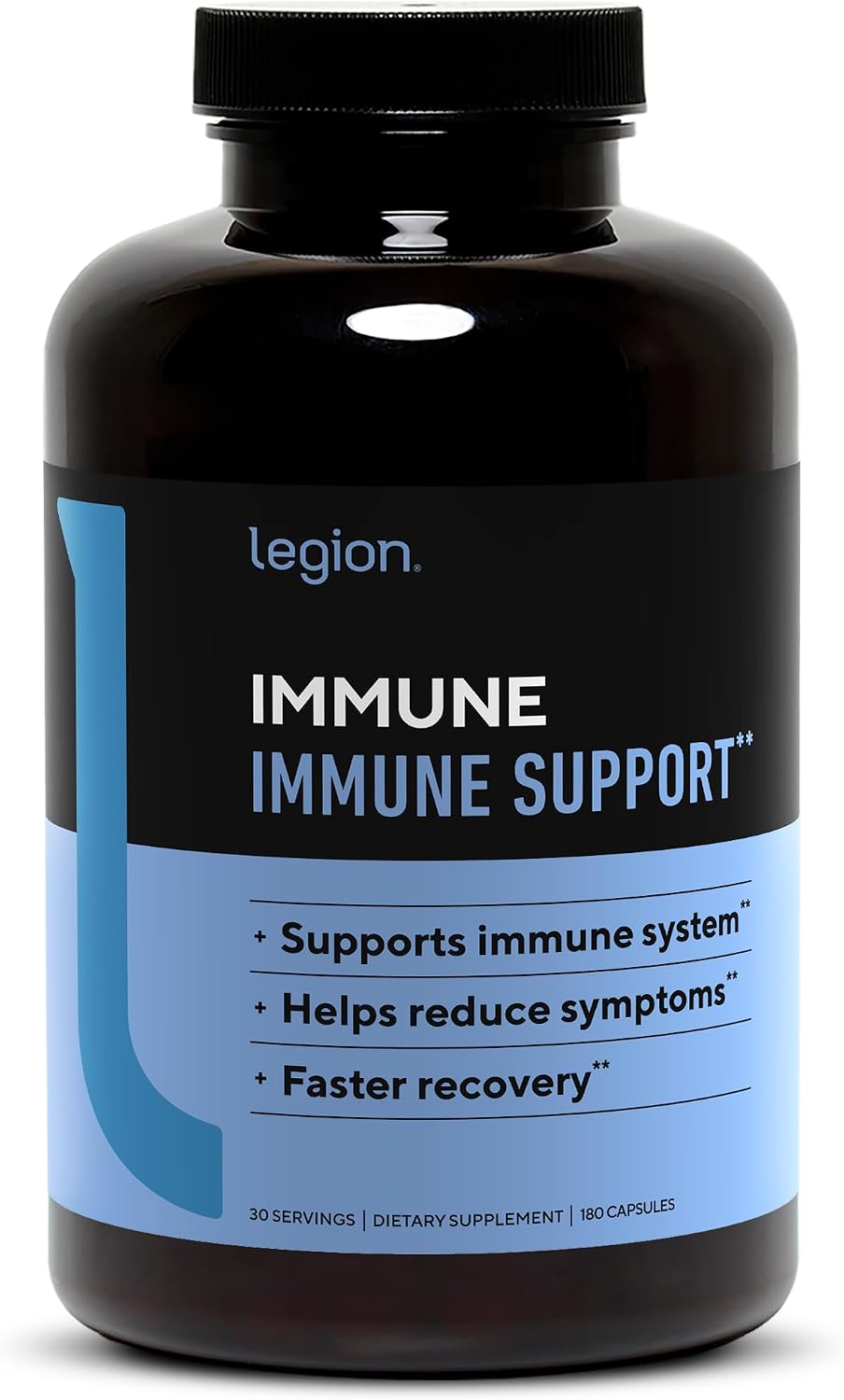 LEGION Immune- Immune Booster for Adults, Natural Immunity System Support w/Vitamin C (500mg), American Ginseng, Guduchi, and Garlic Supplement.