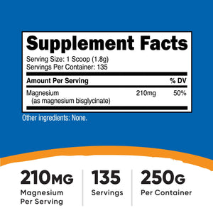 Nutricost Magnesium Glycinate Powder (250 Grams) (Unflavored) NutricostBuy Supplements Australia