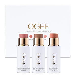 supplement products​Ogee Face Stick Trio - Golden Contour Stick Makeup Collection - Certified Organic Bronzer, Blush Stick, and Highlighter Stick for a Flawless Look - JerryCherryUSA