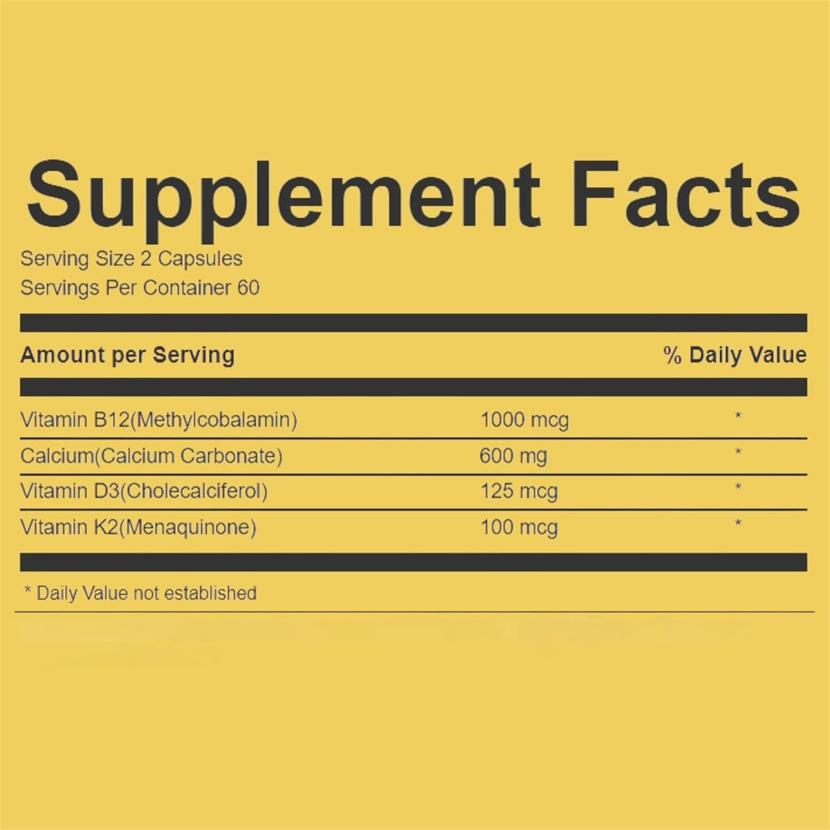 supplement products​Extra Strength 4-in-1 Calcium 600mg + Vitamin D3 5000iu + K2 + B12 Natural Supplement Complex for Bone and Immune Health, 2 Month Supply, 120 Softgels - JerryCherryUSA