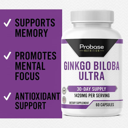 Probase Nutrition Ginkgo Biloba Ultra 60 Capsules 30-Day Supply