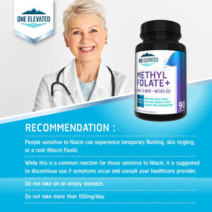Double Strength & Most Bioactive Methyl Folate! Uniquely Formulated with Highest Pharmaceutical Grade Methylcobalamin (B12), Niacin, B1, B2 B6. Works Synergistically for Max Results-3 Month Supply One ElevatedBuy Supplements Australia