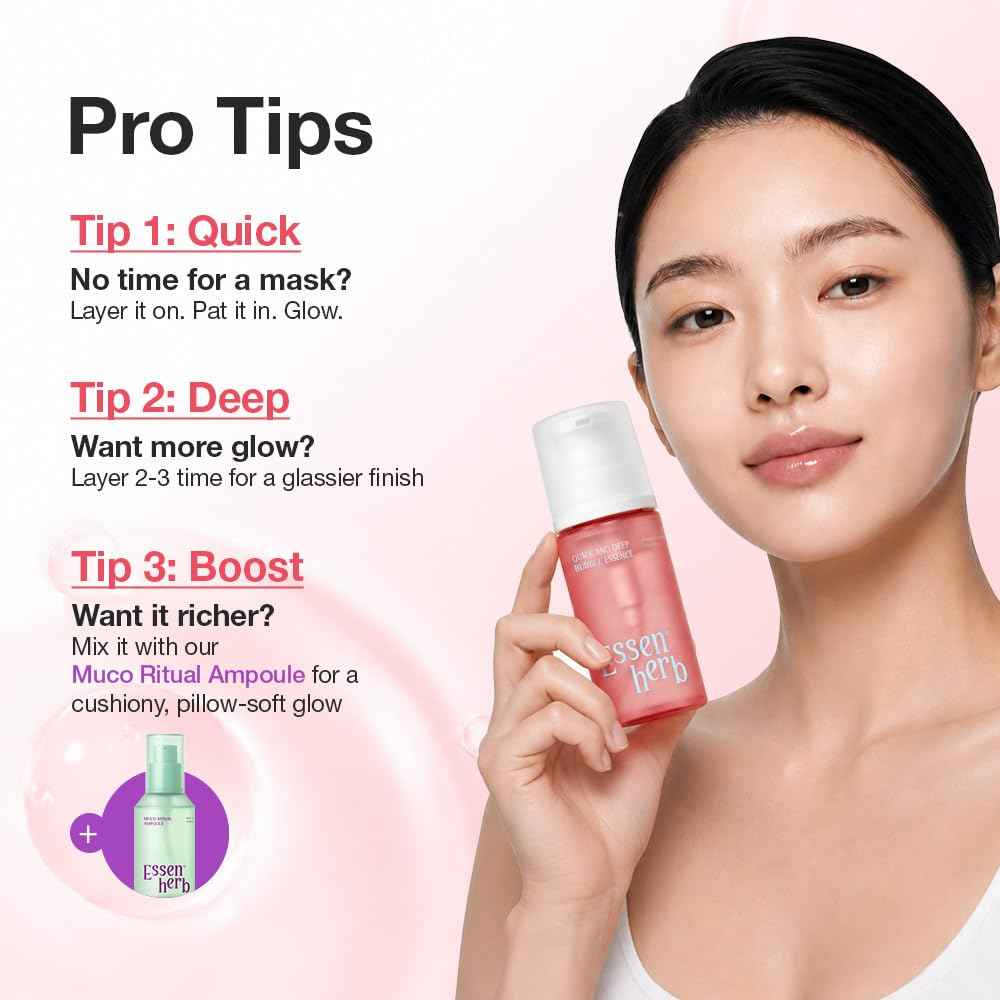 Essenherb Quick & Deep Oxy-Bubble Essence | Firming & Glow Serum with Collagen, Peptide & Niacinamide | Fast Absorption & Makeup-Ready