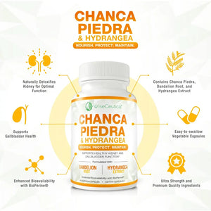 Max Strength Chanca Piedra, Hydrangea & Dandelion Root - Natural Kidney & Gallbladder Formula - Stone Breaker, Flush Impurities, Cleanse Urinary Tract - Enhanced with BioPerine. 60 Veggie Capsules. WiseceuticalBuy Supplements Australia