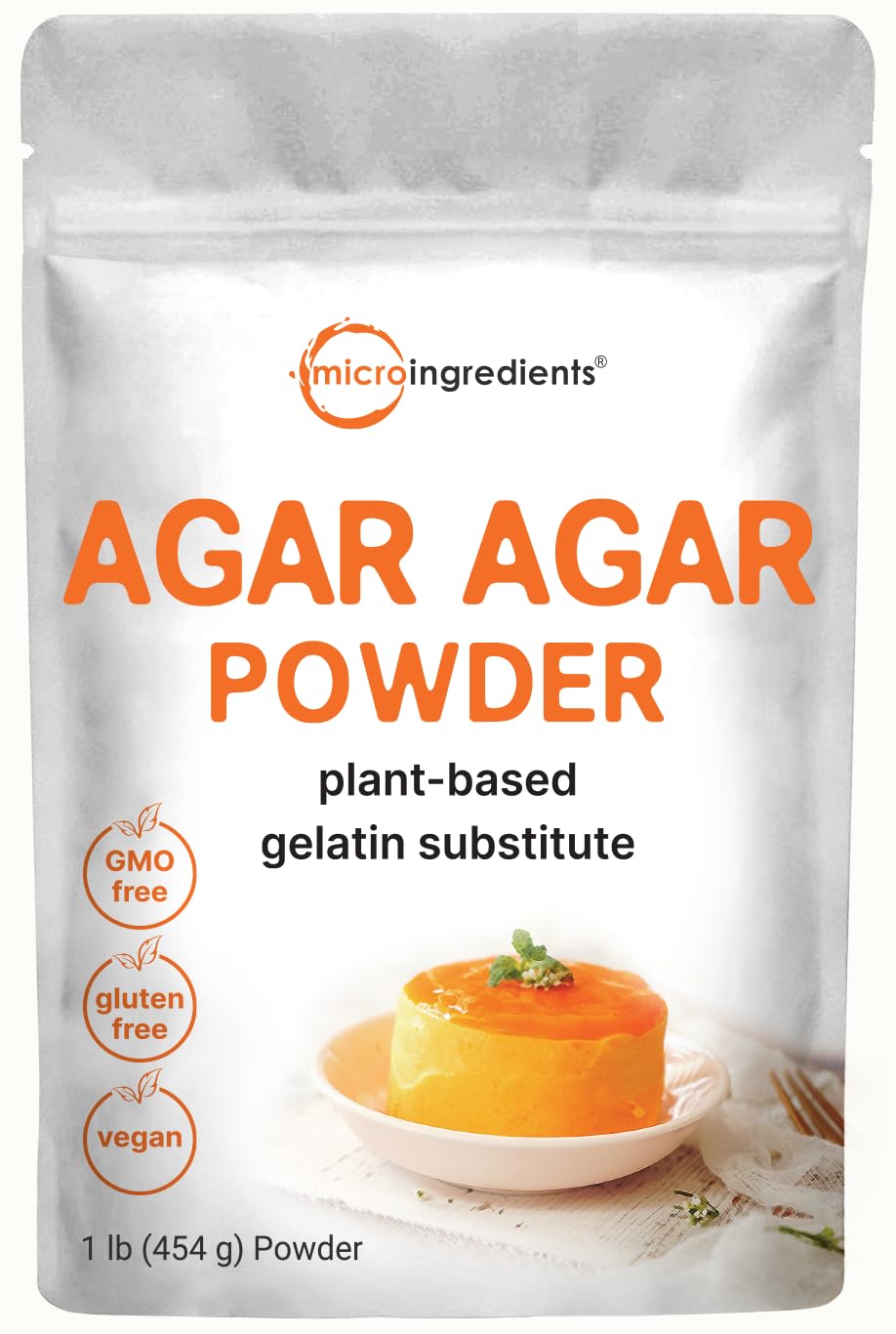 Agar Agar Powder, 1lb (16oz) | Planted-Based Source from Red Algae | Unflavored Thickening Agent for Cooking & Baking | Vegan Substitute for Beef Gelatin | Non-GMO, Vegan Friendly