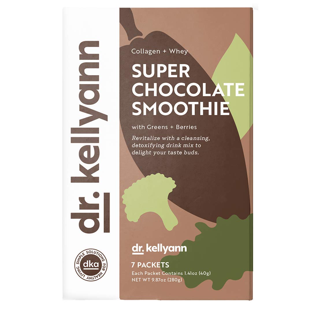 Dr. Kellyann Super Chocolate Collagen Smoothie (7 Servings) – Protein Shake, Keto & Paleo-Friendly, Supports Skin & Gut, 1 Pack