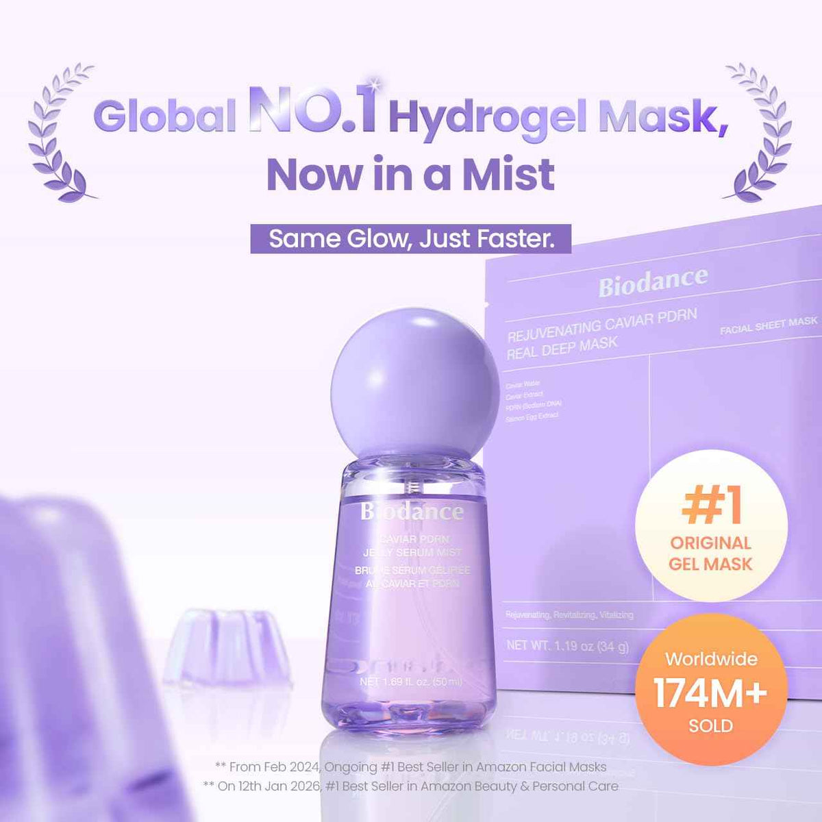 BIODANCE Caviar PDRN Jelly Serum Mist, Hydrating Face Mist, Revitalizing & Radiance Face Spray, Sprayable Hydrogel, Travel Essentials & Self Care Gifts