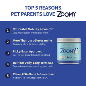 Fifth & Fido Joint Supplement for Dogs - Glucosamine for Dogs - Pet Vitamins and Supplements Powder with Chondroitin & MSM - Hip & Joint Support for Mobility, Stiffness & Flexibility - Mushroom Blend Fifth & FidoBuy Supplements Australia