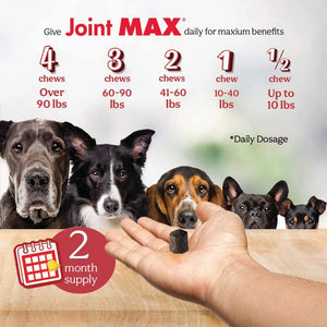 Joint Max TS Joint Supplement Vet Formulated Pain & Inflammation Relief Treats Hip Dysplasia & Arthritis, Glucosamine, Chondroitin, Turmeric, MSM, HA, Creatine, Omega 3 EPA + DHA.120 Soft Chews Joint MaxBuy Supplements Australia