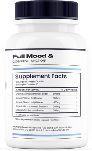 Nature's Pure Blend Ashwagandha Supplements – Organic Ashwagandha Root & Extract for Women and Men – Stress Relief, Sleep, and Mood Support – Athletic Performance & Focus Support – 60 Vegan Capsules Nature's Pure BlendBuy Supplements Australia