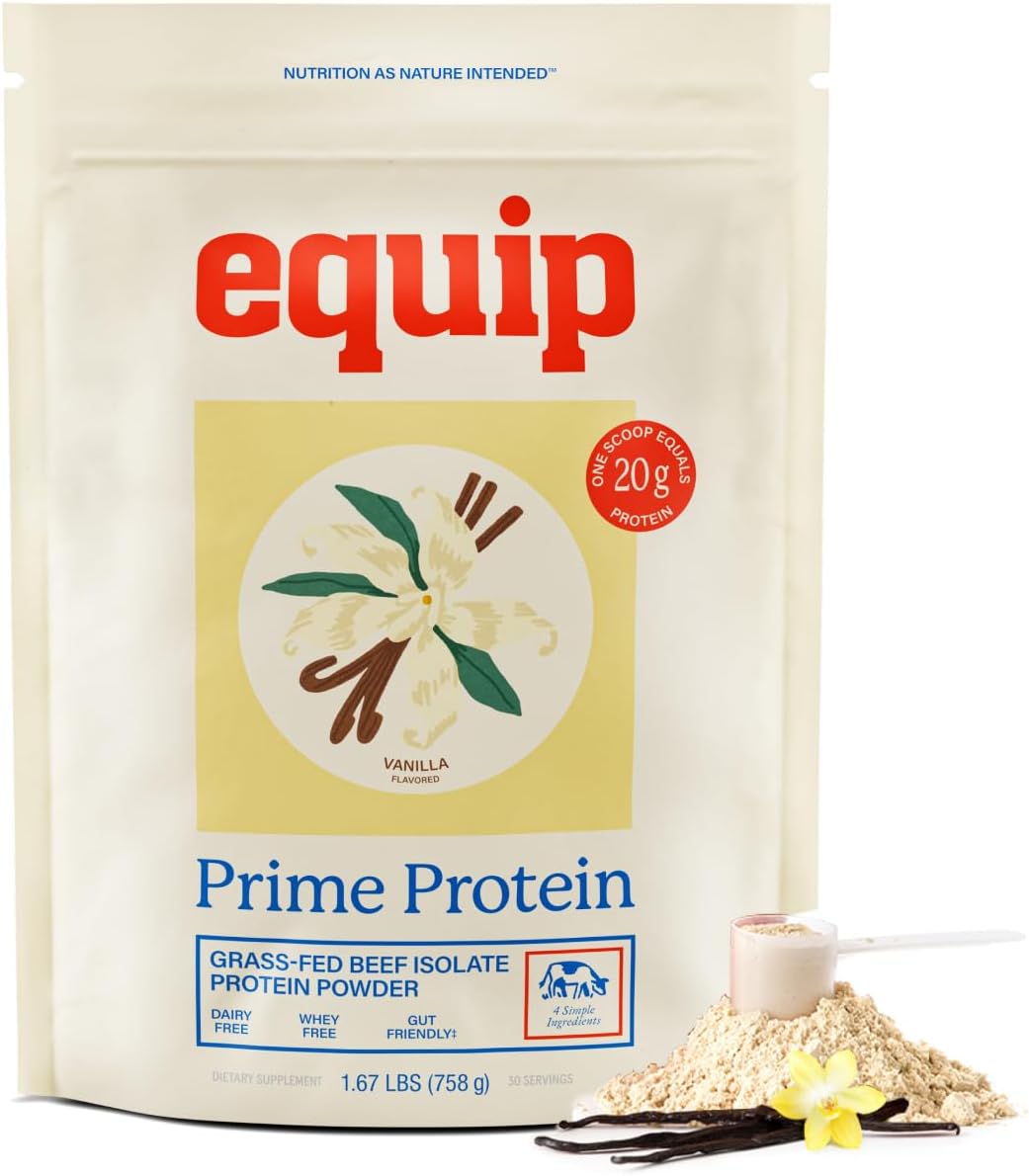 Equip Foods Chocolate & Vanilla Grass-Fed Isolate Beef Protein Powder - Paleo and Gluten Free Protein Powder - Helps Build and Repair Tissue, Gluten Free