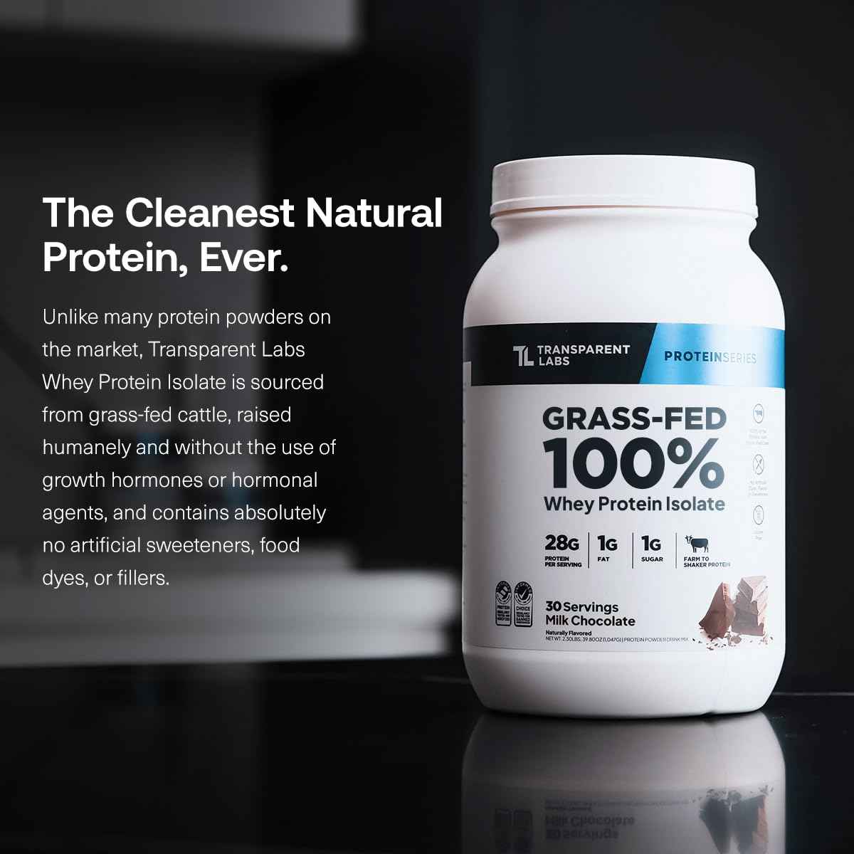 Transparent Labs Grass-Fed Whey Protein Isolate - Naturally Flavored, Gluten Free Whey Protein Powder with 28g of Protein per Serving & 9 Amino Acids - 30 Servings, French Vanilla
