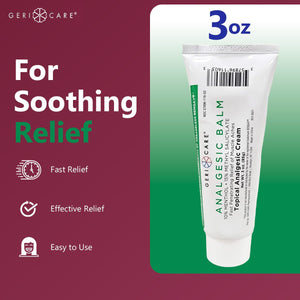 GeriCare Topical Analgesic Cream, Menthol 10%, Methyl Salicylate 15%, Fast Absorption, Pain Relief of Minor Muscle Aches, Body Stiffness, Joint Pain & Soreness, 3 Ounce (Pack of 1) GeriCareBuy Supplements Australia
